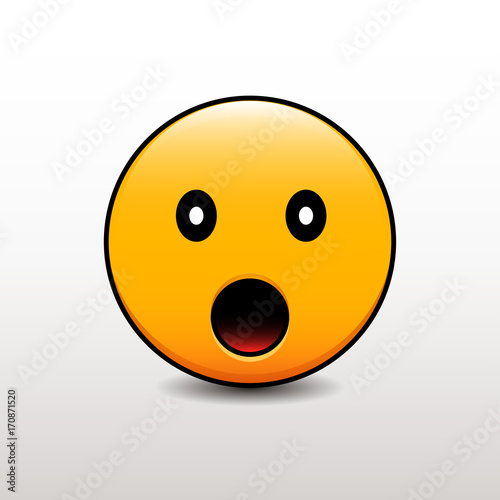 Cute emoticon surprised with his mouth open. Vector emoji smiley