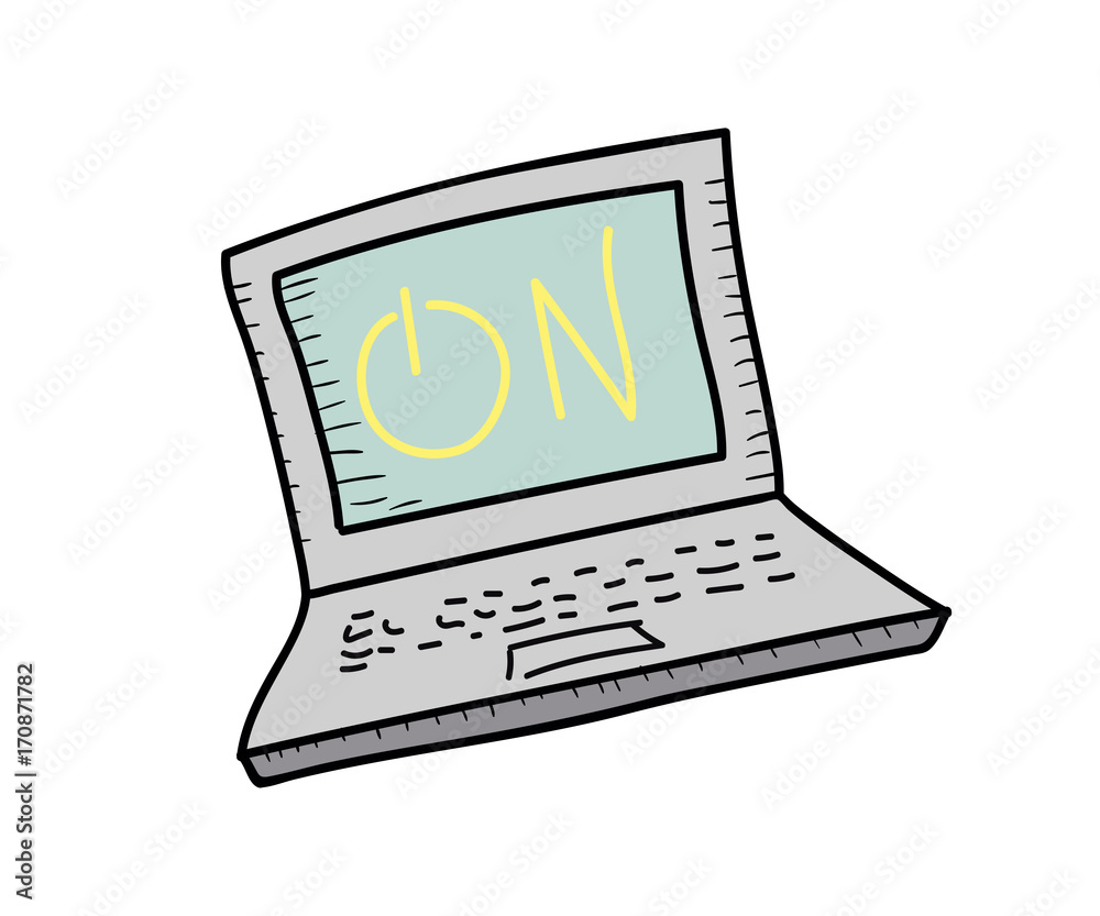 Laptop icon. Vector doodle illustration in eps10