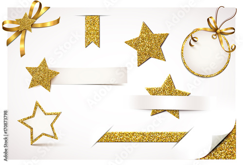 Stern Banner und Etiketten Set - Gold Glitter