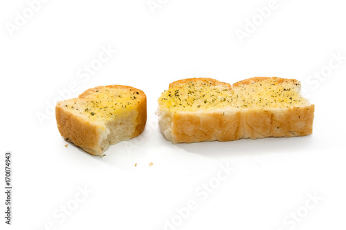 garlic and herb bread isolated on white background