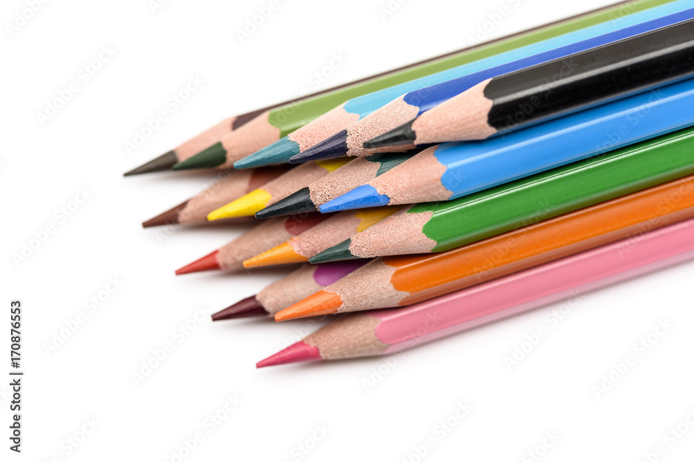 Pyramid colored pencils on white background Pyramid colored pencils on white background