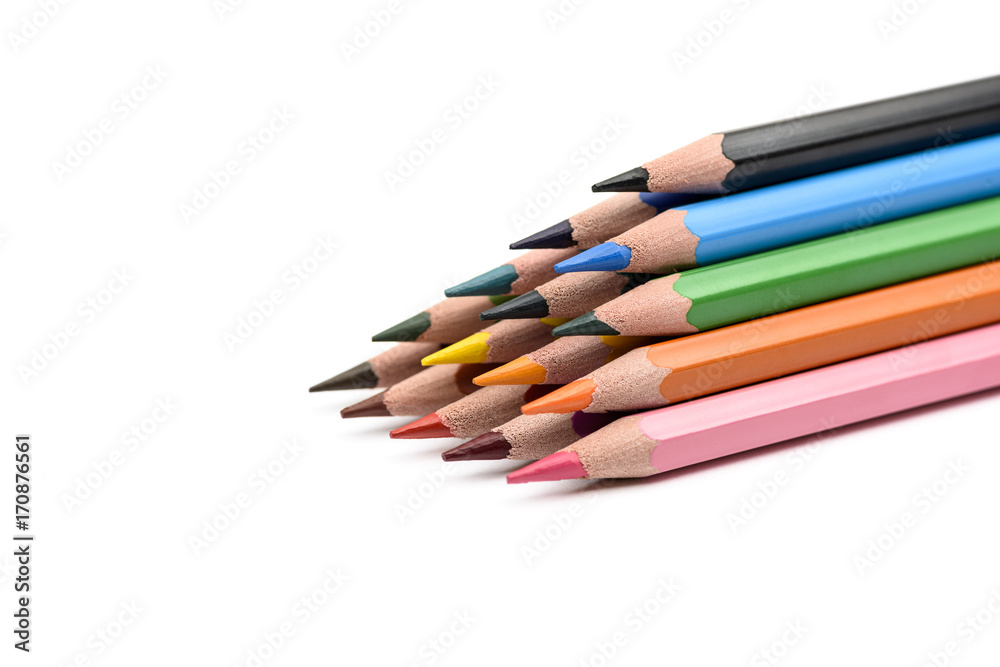 Pyramid colored pencils on white background Pyramid colored pencils on white background