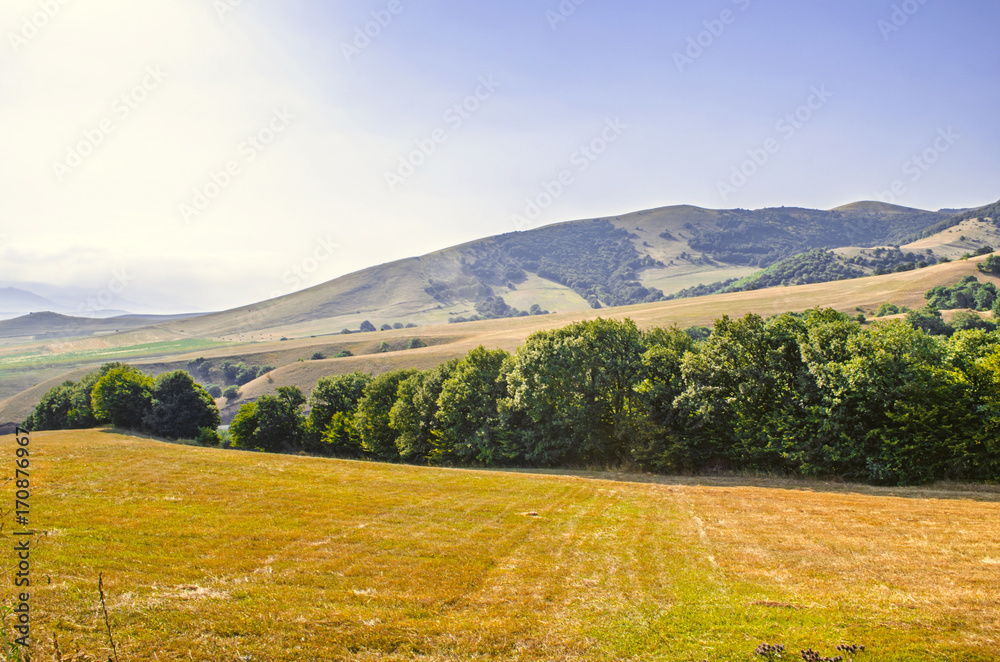 Agricultural land in a hot sunny day located high in the mountains of Lori region of Armenia