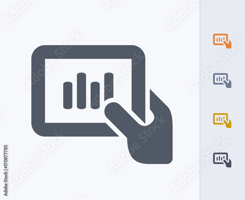 Statistics Displayed on Tablet - Carbon Icons. A professional, pixel-perfect icon designed on a 32x32 pixel grid and redesigned on a 16x16 pixel grid for very small sizes.