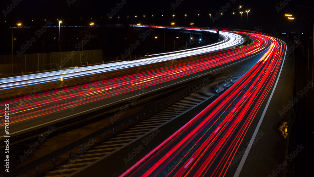 Obraz na plátně Highway, long exposure 16:9 ratio.