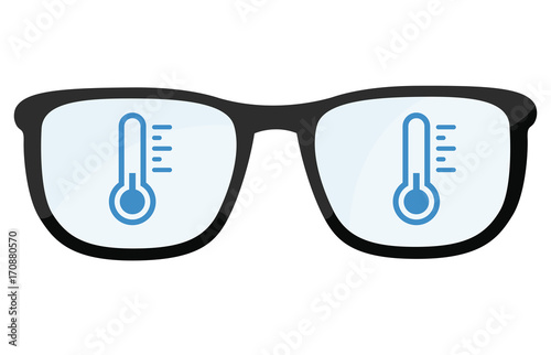 Brillengläser mit Thermometer kalt