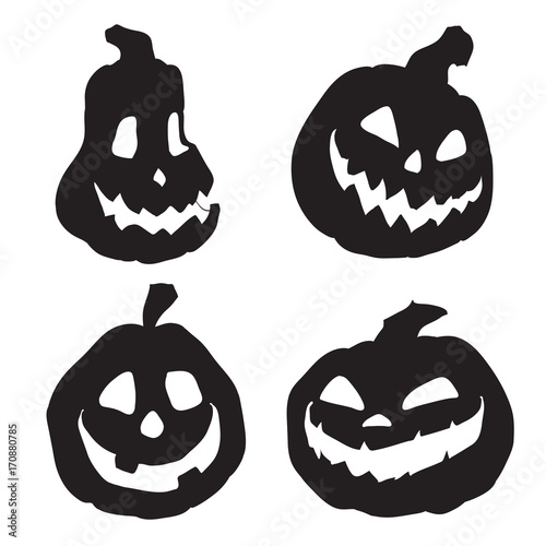 Halloween pumpkins with various expressions.