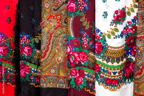 Colorful traditional scarves from Romania