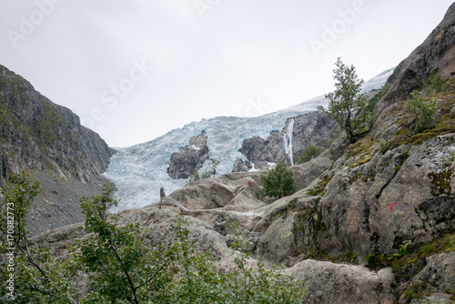 Blue ice glacier front. Buer glacier, Norway