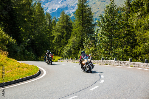Motorcycle on Country road to Grossglockner at the european alps, Austria
