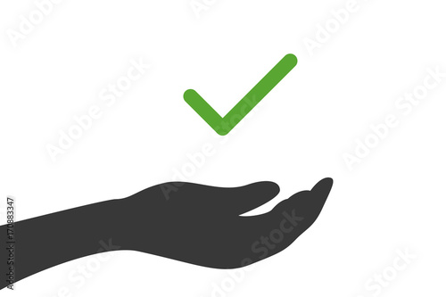 Hand hält Haken