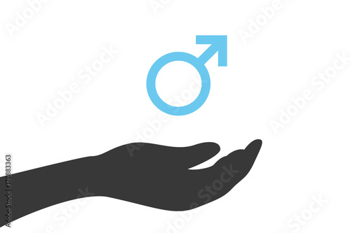 Hand hält Symbol für Mann