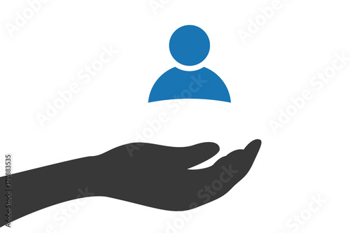 Hand hält Profilbild