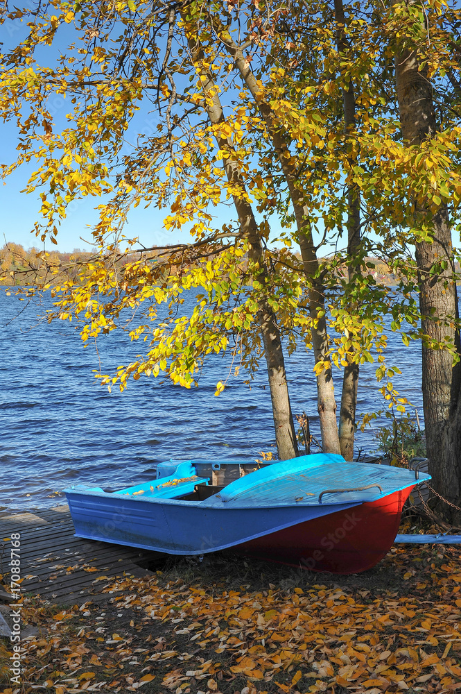 On the river bank. Autumn in the European part of Russia.