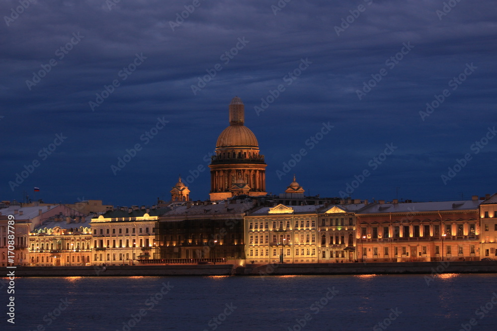 Russia, St. Petersburg, view of St. Isaac's Cathedral from the Neva