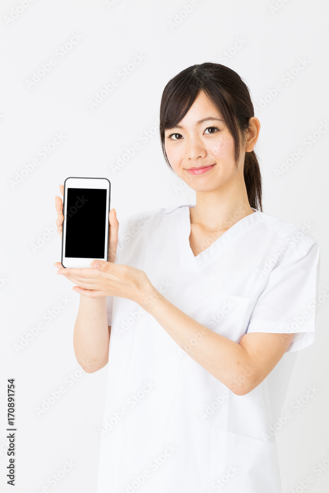 portrait of asian nurse isolated on white background