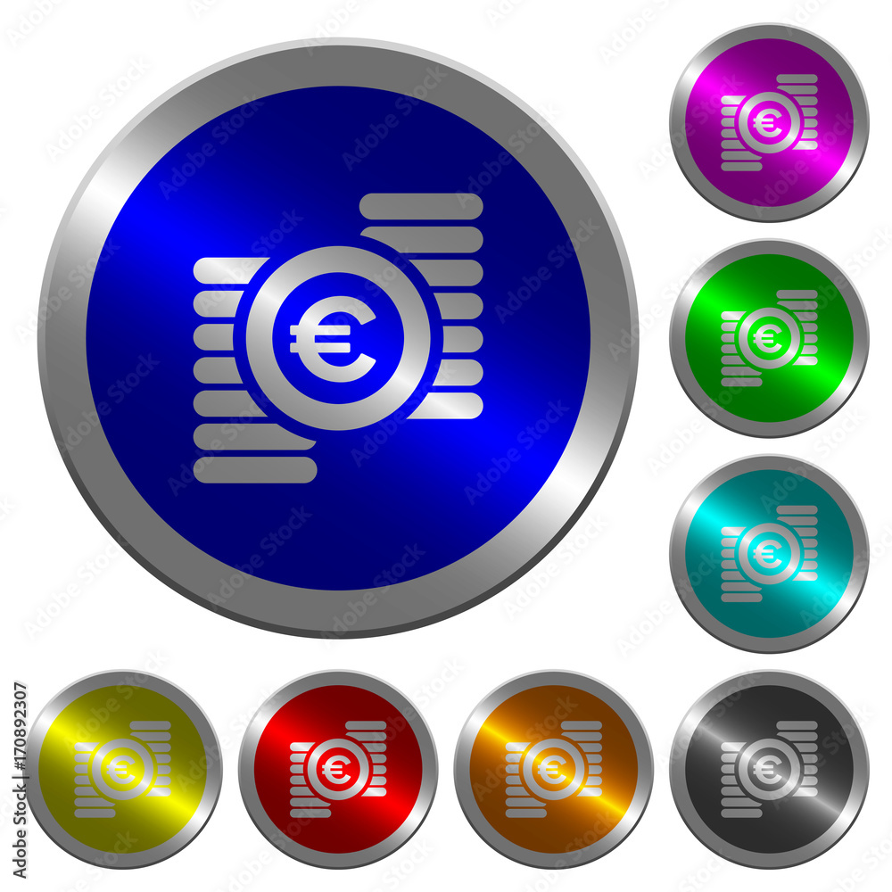 Euro coins luminous coin-like round color buttons Euro coins luminous coin-like round color buttons
