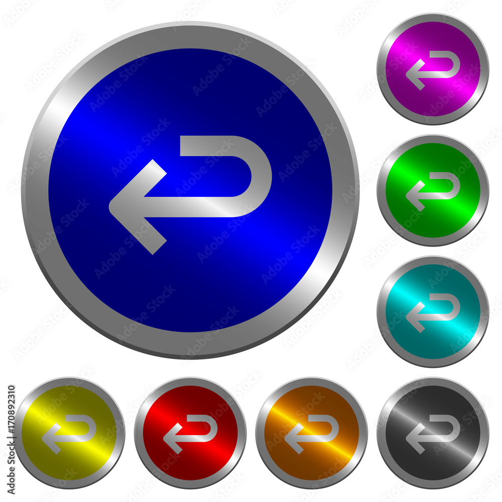 Back arrow luminous coin-like round color buttons Back arrow luminous coin-like round color buttons