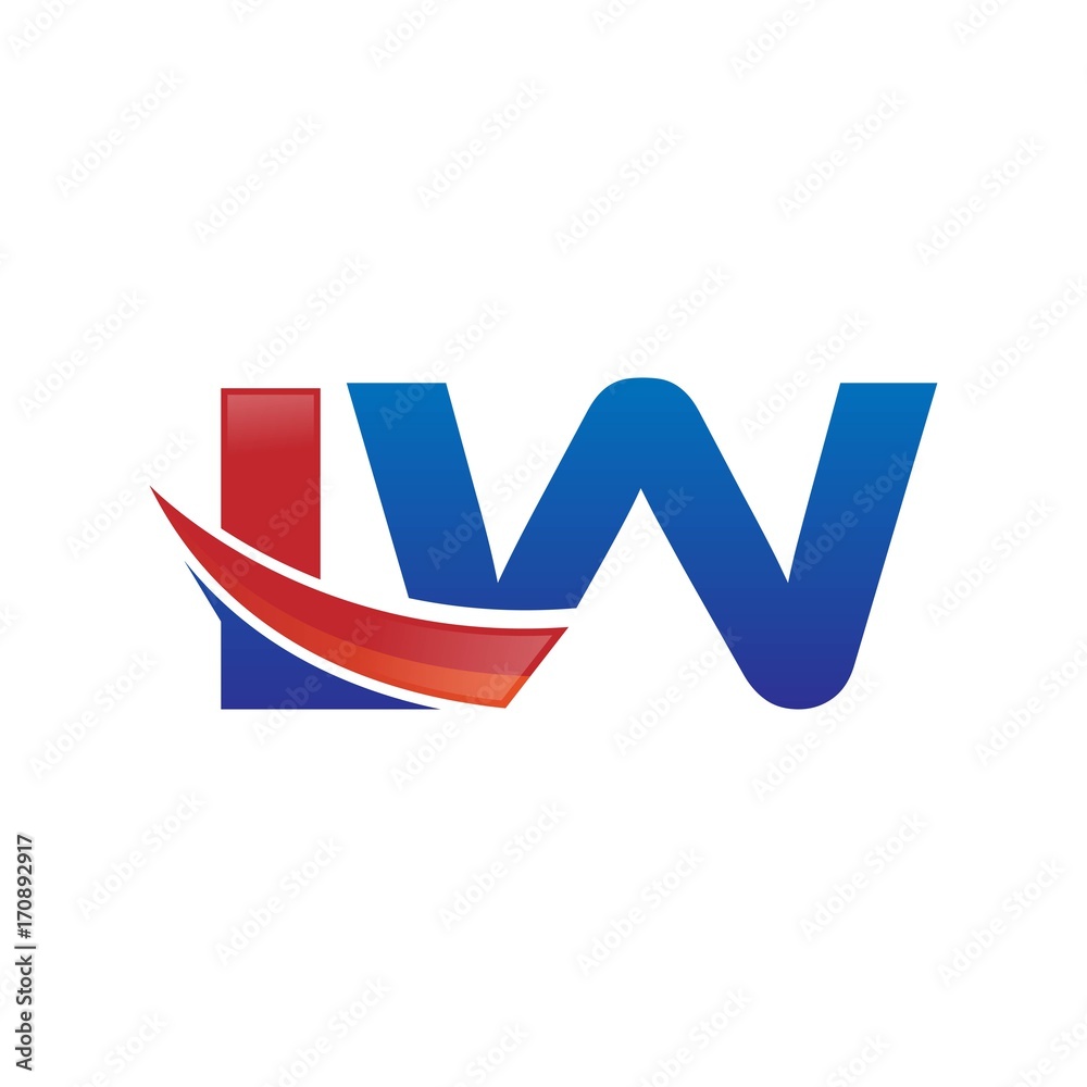modern vector initial letters logo swoosh lw red blue modern vector initial letters logo swoosh lw red blue