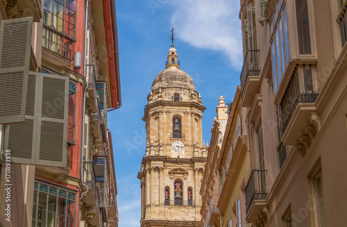 Bell tower of Cathedral of the Incarnation in Malaga, Spain