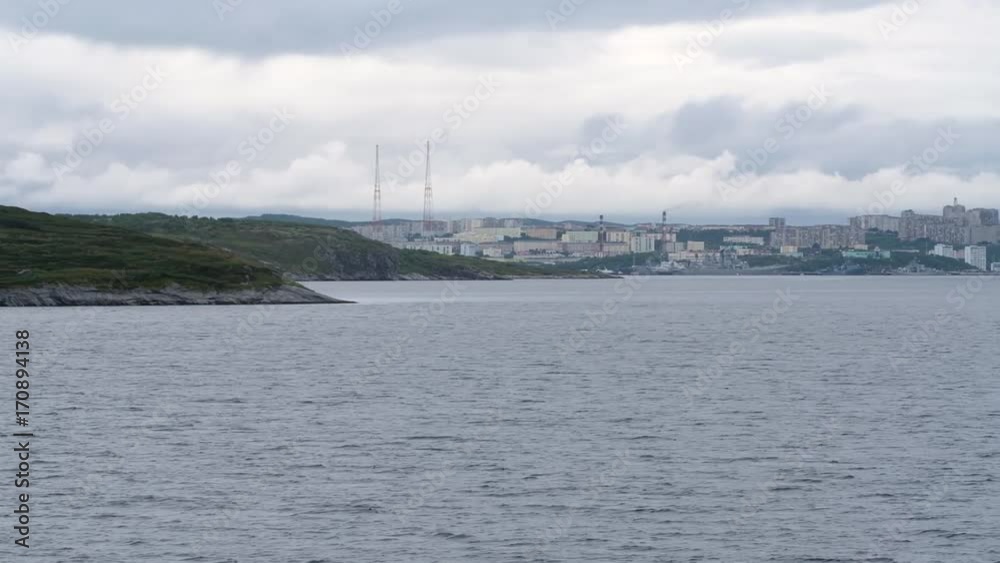 View of the city of Severomorsk from the sea View of the city of Severomorsk from the sea
