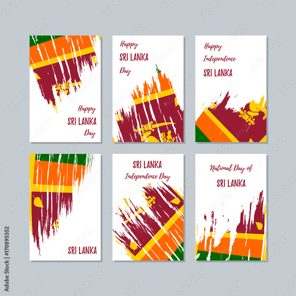 Sri Lanka Patriotic Cards for National Day. Expressive Brush Stroke in