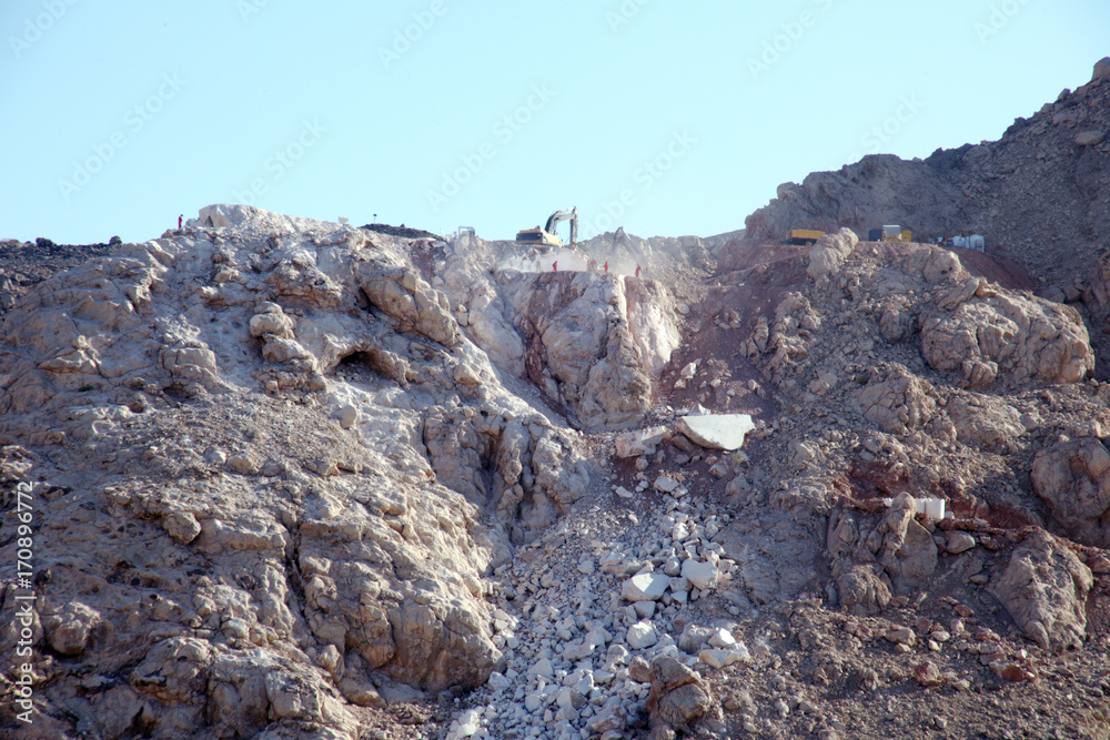 marble quarry in Hajar mountains, Oman