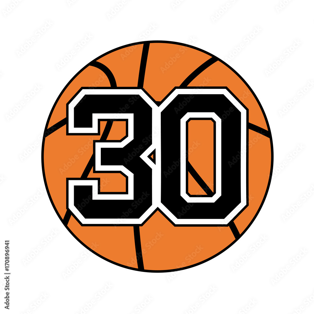 ball of basketball symbol witn number 30