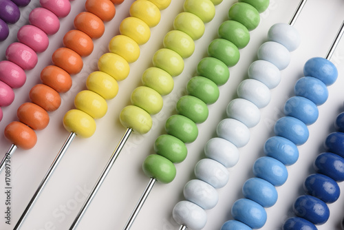 Close up abacus on white background