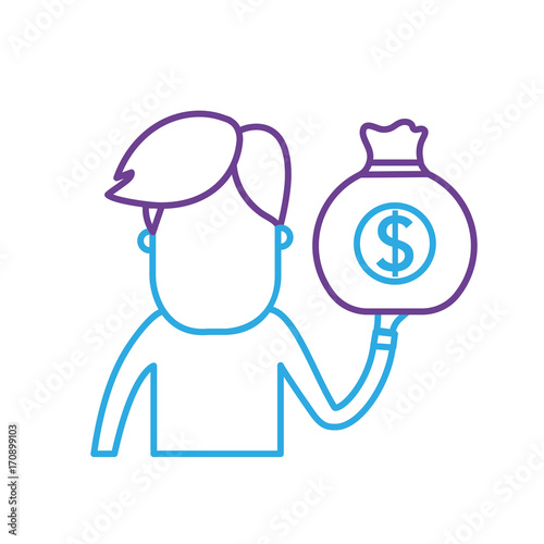 line man with bag cash money in the hand vector illustration