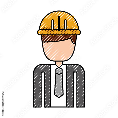 construction worker man with helmet character vector illustration