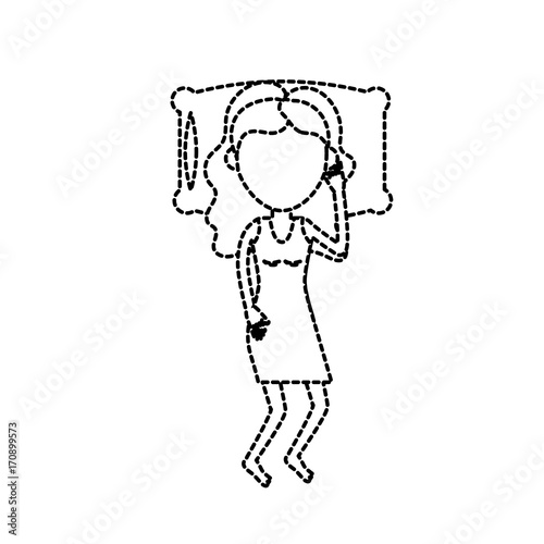 dotted shape woman with hairstyle desing sleeping vector illustration