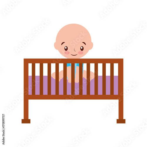 boy cot baby shower furniture infant symbol vector illustration