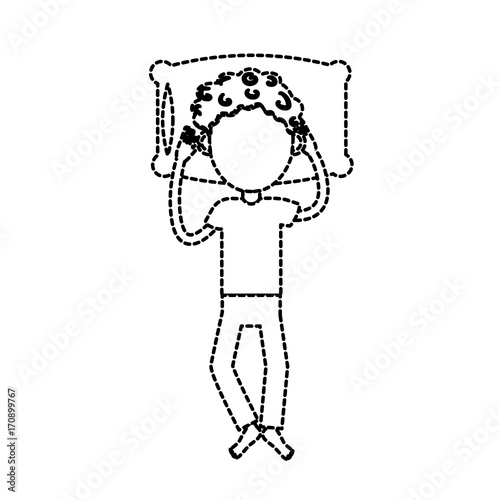 dotted shape man with hairstyle desing sleeping vector illustration