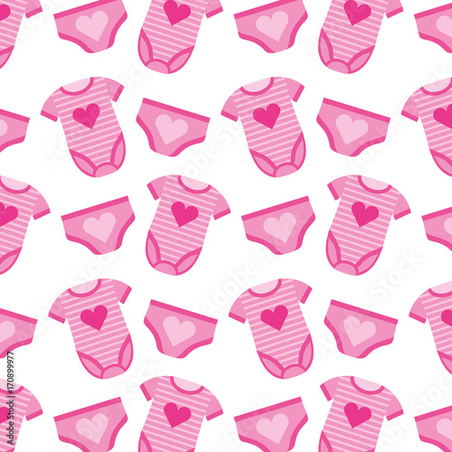 cute girl clothes baby shower seamless pattern design vector illustration