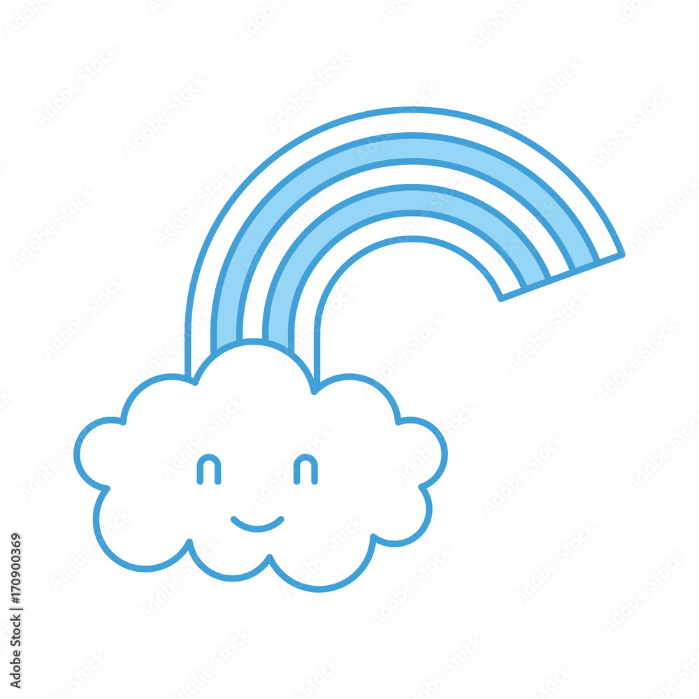 cartoon cute cloud rainbow baby shower image vector illustration