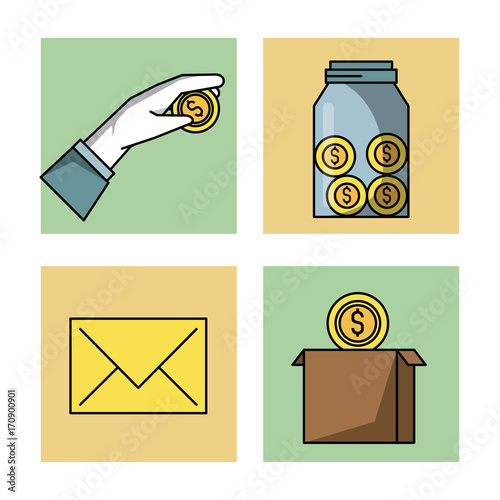 Crowfunding management icons set icon vector illustration graphic design photo