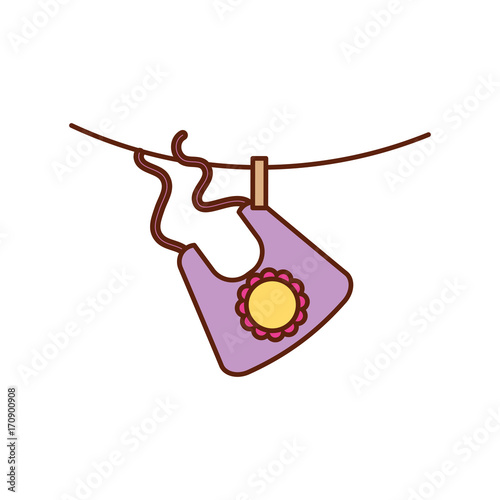 baby girl bib shower clothes cute icon vector illustration