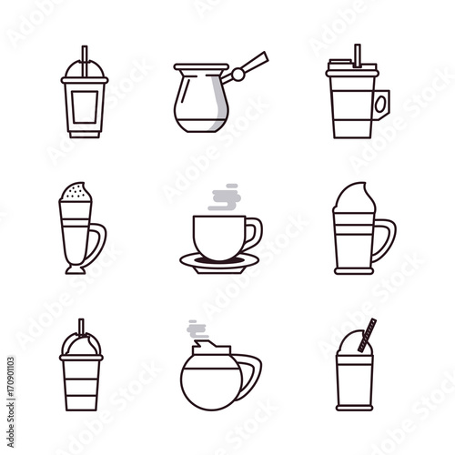 Coffee drinks icons icon vector illustration graphic design