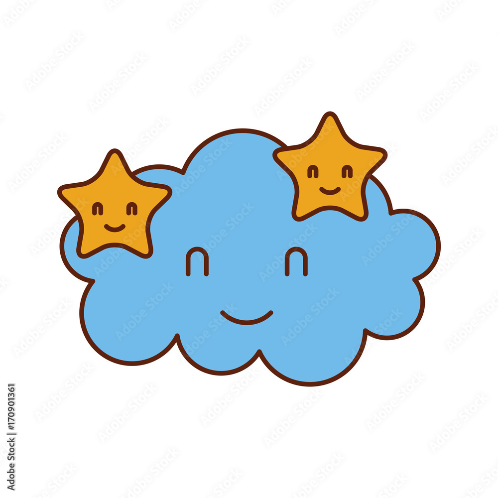 cartoon cute cloud stars baby shower image vector illustration cartoon cute cloud stars baby shower image vector illustration