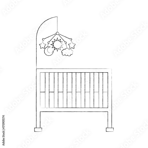 cot baby shower mobile toy furniture infant symbol vector illustration