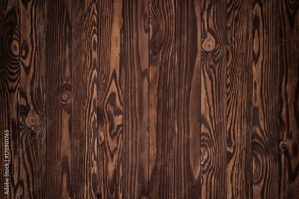 Obraz premium Background of brown old natural wood planks Dark aged empty rural room with tree floor pattern texture