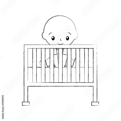 boy cot baby shower furniture infant symbol vector illustration