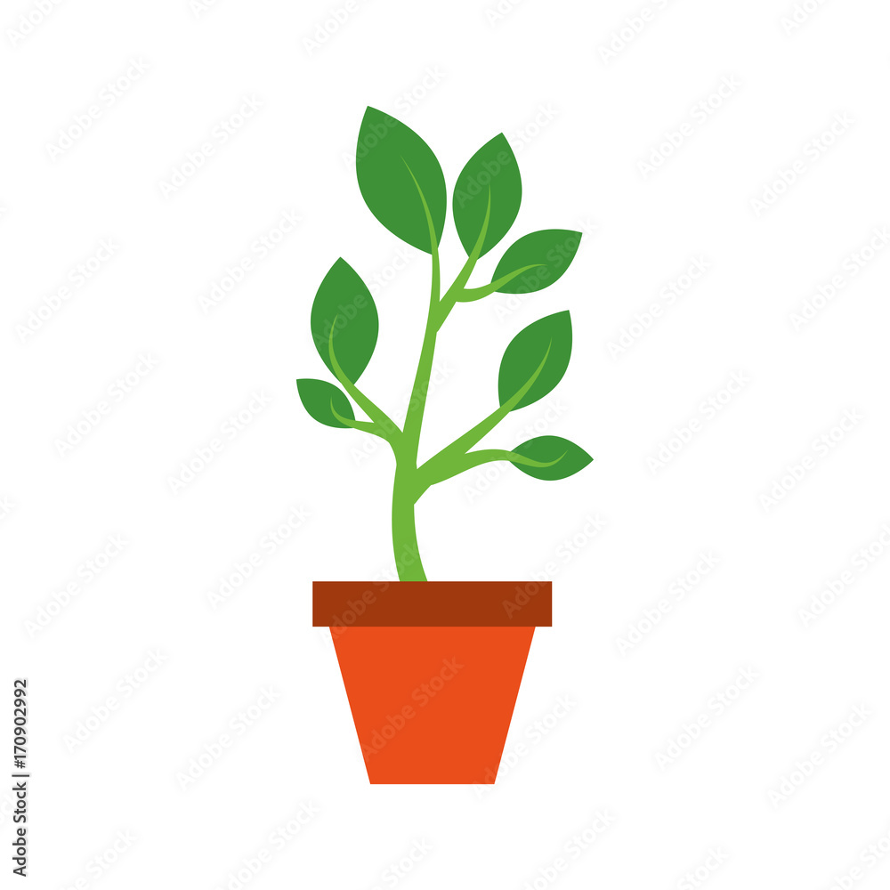 growing tree green sprouts rising from ceramic pot concept vector illustration growing tree green sprouts rising from ceramic pot concept vector illustration