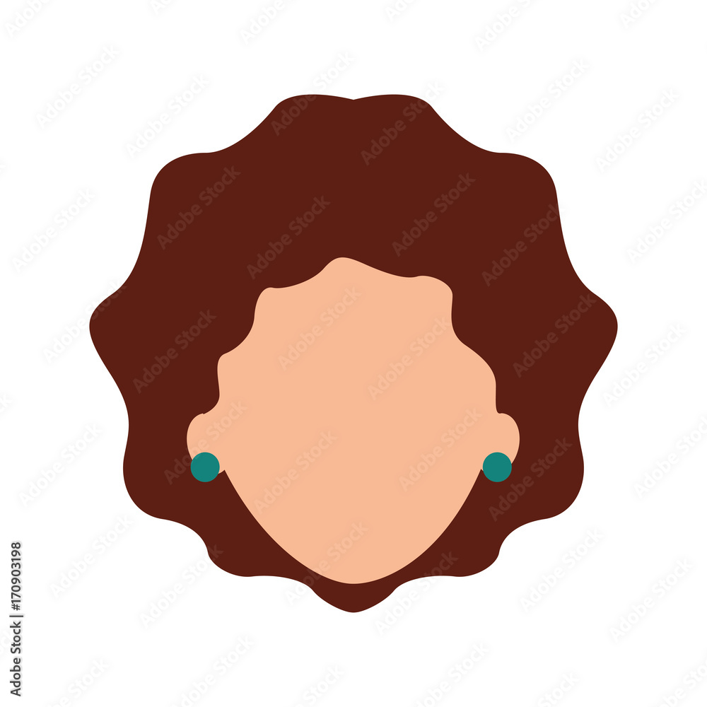 woman face character earring and hairstyle vector illustration