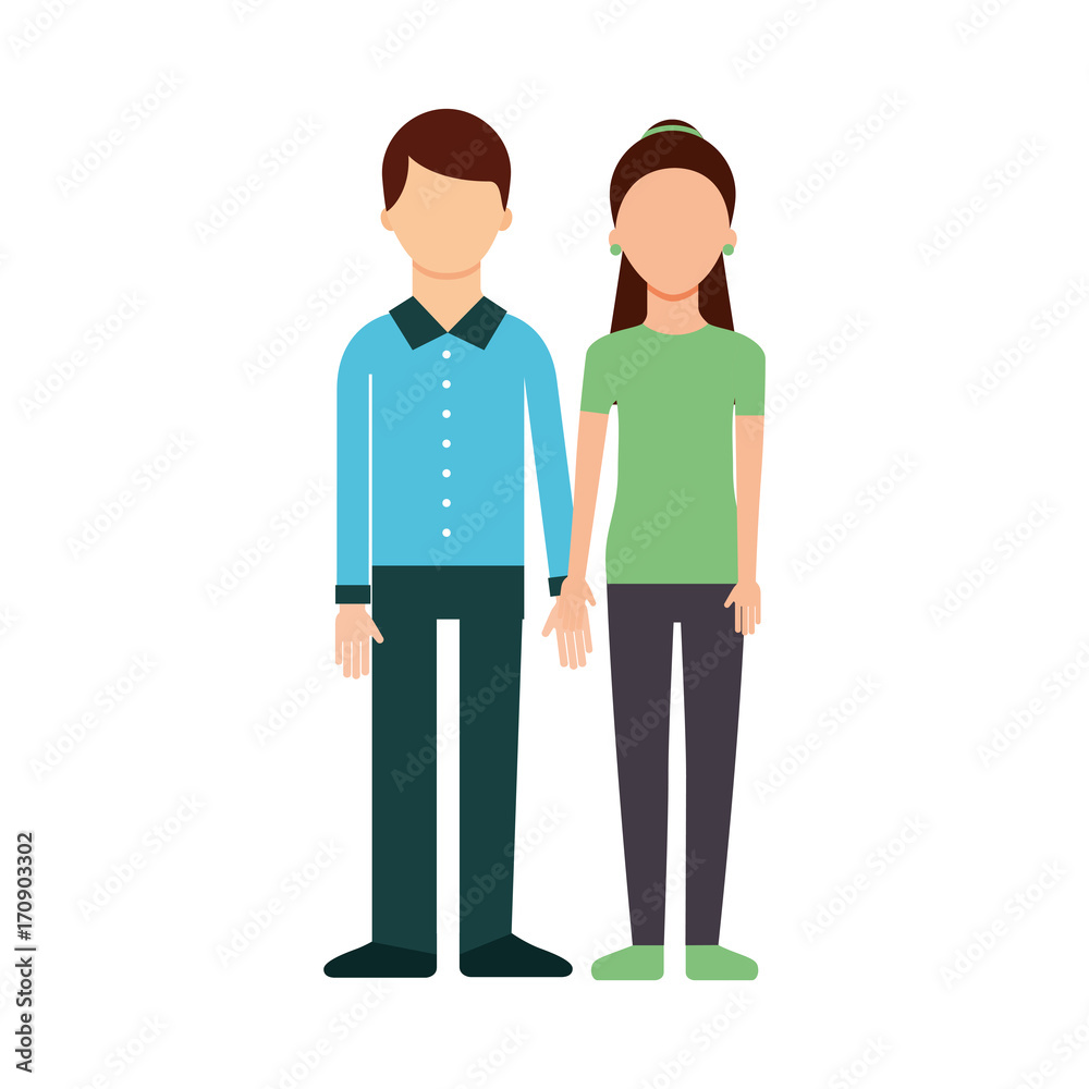 young couple with hands holding together adorable vector illustration young couple with hands holding together adorable vector illustration