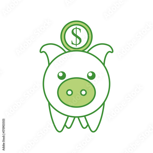 investment piggy coin dollar banking saving vector illustration