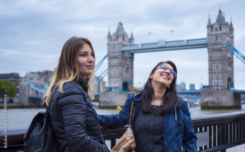 Two girls on a sightseeing trip to London