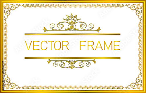 Gold border design  frame photo template  certificate template with luxury and modern pattern diploma Vector illustration