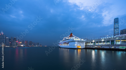 Canvas Print view of victoria harbor in Hong Kong,China.